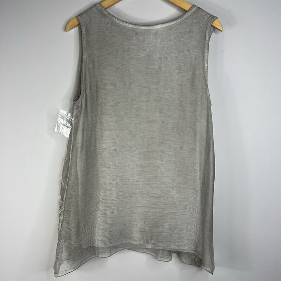 Soft Surroundings Sophia Top Womens Silk Embroidered Tunic Beaded Sz Med Petite - Picture 2 of 9